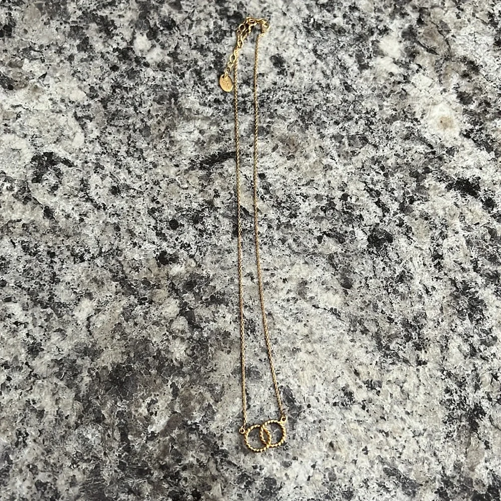 Duo Circles Gold Love Romance Together Infinity Necklace 22 Karat with Extender